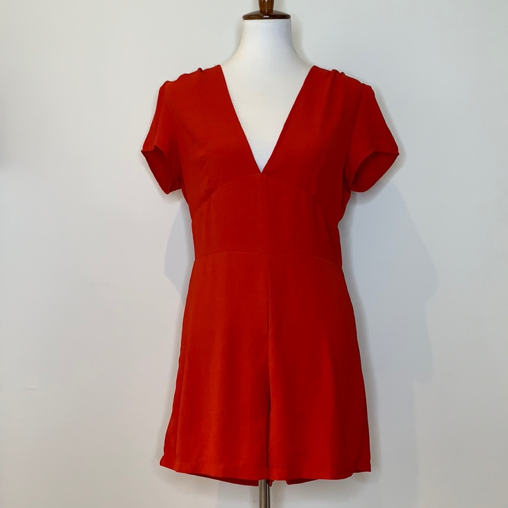 GOLDIE Red Open Back Cutout Romper L